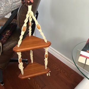 Macrame/Wood Hanging Corner Shelves